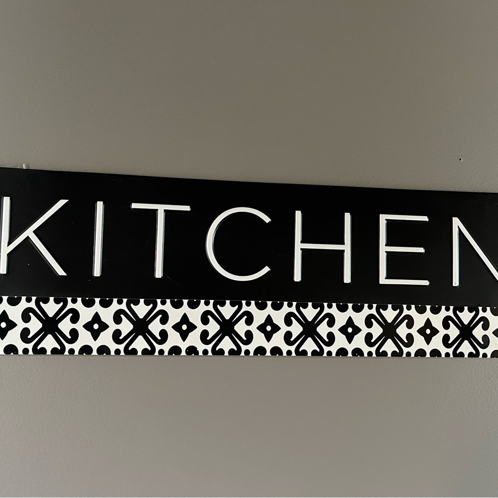 Decorative B&W Metal Kitchen Sign / Decor (New)